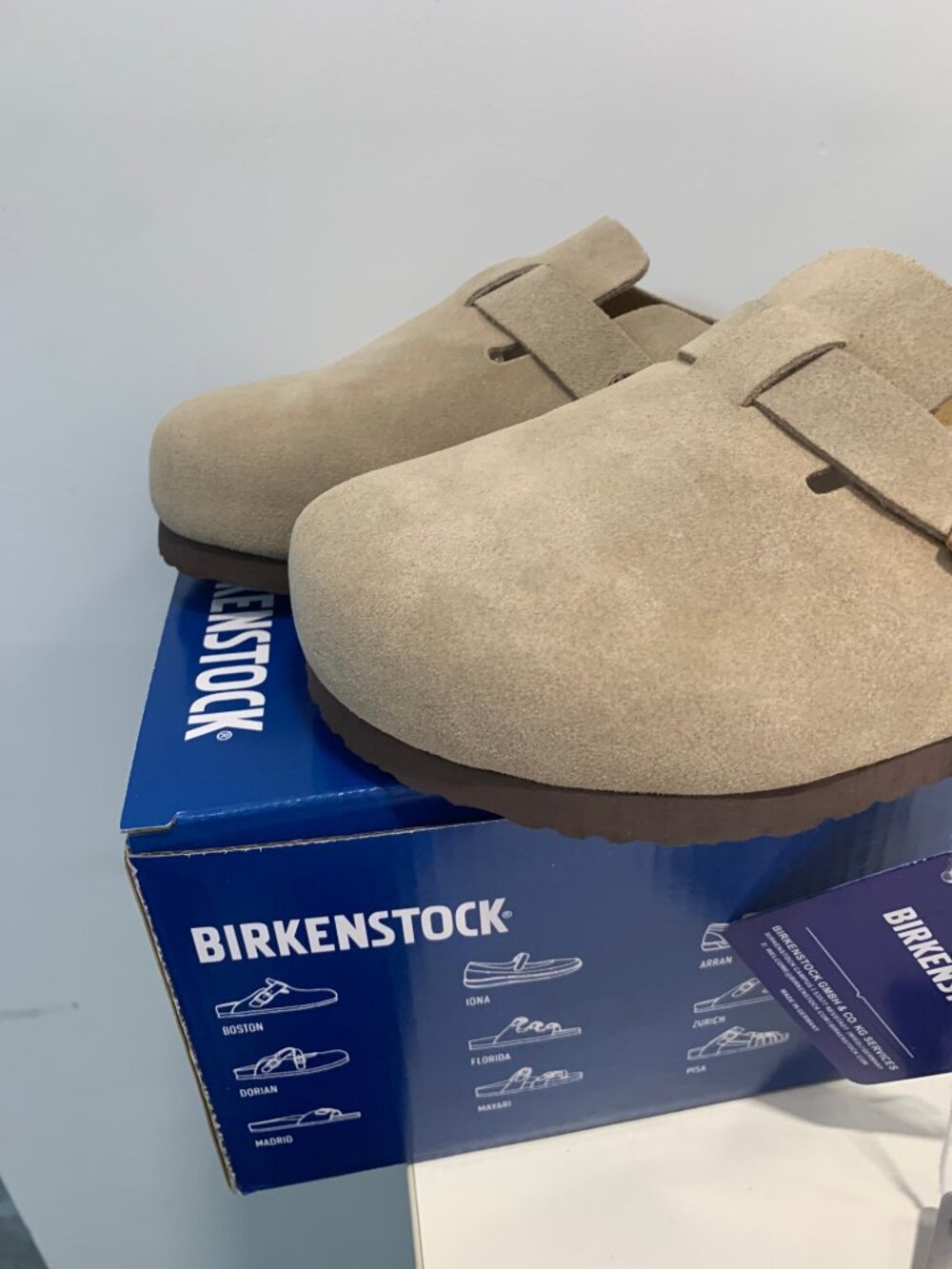 Birkenstock Boston Taupe Suede Soft Footbed Regular - Select Size - Picture 2 of 4